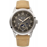 Réplique Montre pour homme Patek Philippe Complications avec cadran gris et bracelet en cuir 5326G-001