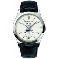 Réplique Montre pour homme Patek Philippe Complications Calendrier annuel Cadran opalin argenté 5396G-011