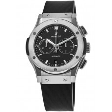 Réplique Montre pour homme Hublot Classic Fusion Chronographe Titane Cadran noir Bracelet en caoutchouc 541.NX.1171.RX