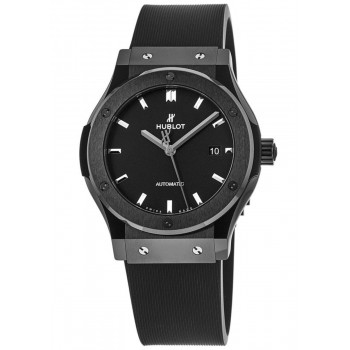 Réplique Montre pour homme Hublot Classic Fusion automatique en céramique noire avec bracelet en caoutchouc 542.CM.1171.RX