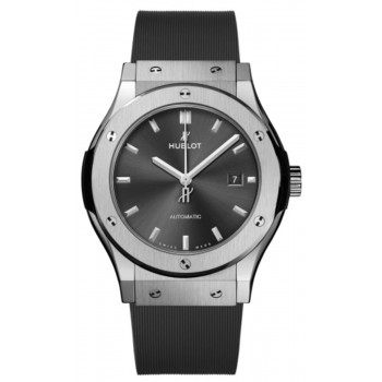 Réplique Montre pour homme Hublot Classic Fusion automatique avec cadran gris et bracelet en caoutchouc 542.NX.7071.RX