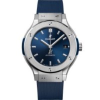 Réplique Montre pour homme Hublot Classic Fusion 38 mm avec cadran bleu et bracelet en cuir 565.NX.7170.RX