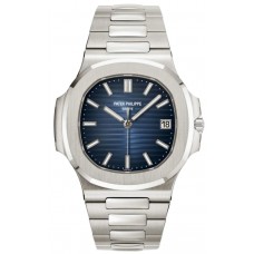 Réplique Montre pour homme Patek Philippe Nautilus avec cadran bleu en or blanc 18 carats 5811/1G-001