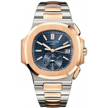 Réplique Montre pour homme Patek Philippe Nautilus avec cadran bleu, or rose et acier 5980/1AR-001