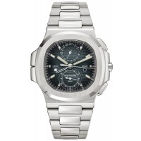 Réplique Montre pour homme Patek Philippe Nautilus Travel Time chronographe cadran bleu-noir en acier 5990/1A-011