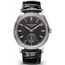 Réplique Montre pour homme Patek Philippe Calatrava petite seconde cadran gris bracelet cuir 6119G-001