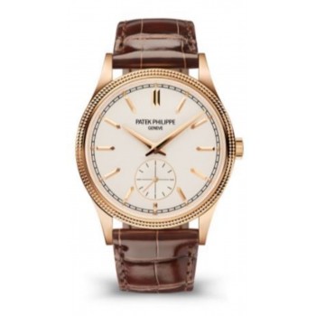 Réplique Montre pour homme Patek Philippe Calatrava Petite Seconde Cadran grainé argenté Bracelet en cuir 6119R-001