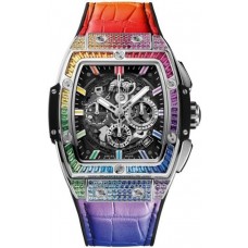 Réplique Montre pour homme Hublot Spirit of Big Bang avec cadran squelette et bracelet en cuir 641.NX.0117.LR.0999