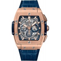 Réplique Montre pour homme Hublot Spirit of Big Bang Chronograph King Gold Blue Leather 641.OX.7180.LR