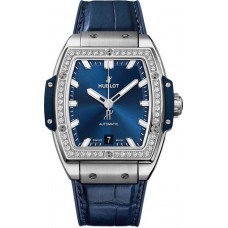 Réplique Montre Hublot Spirit of Big Bang avec cadran bleu et diamants, bracelet en caoutchouc bleu, pour femme 665.NX.7170.LR.1204