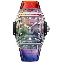 Réplique Montre pour homme Hublot Spirit of Big Bang avec cadran en cristal et bracelet en cuir 665.NX.9910.LR.0999