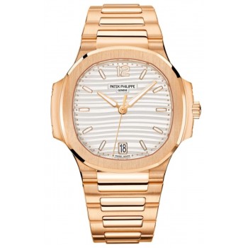 Réplique Montre pour femme Patek Philippe Nautilus avec cadran opalin argenté et or rose 7118/1R-001