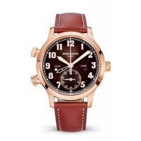 Réplique Montre automatique pour femme Patek Philippe Calatrava Pilot Travel Time avec cadran marron Sunburst 7234R-001