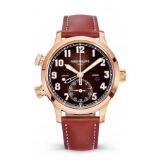 Réplique Montre automatique pour femme Patek Philippe Calatrava Pilot Travel Time avec cadran marron Sunburst 7234R-001