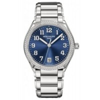 Réplique Montre automatique pour femme Patek Philippe Twenty 4 avec cadran diamant bleu Sunburst 7300/1200A-001