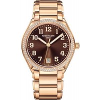 Réplique Montre Patek Philippe Twenty 4 automatique pour femme avec cadran marron et diamants 7300/1200R-001