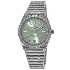 Réplique Montre Breitling Chronomat Automatique 36 Cadran Vert Lunette Diamant En Acier Pour Femme A10380591L1A1