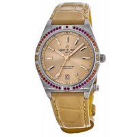 Réplique Montre Breitling Chronomat Automatique 36 Mer du Sud avec cadran beige et bracelet en cuir pour femme A10380611A1P1