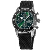 Réplique Montre Breitling Superocean Heritage Chronograph 44 avec cadran vert et bracelet en caoutchouc pour homme A13313121L1S1