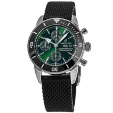 Réplique Montre Breitling Superocean Heritage Chronograph 44 avec cadran vert et bracelet en caoutchouc pour homme A13313121L1S1