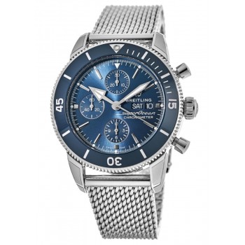 Réplique Montre pour homme Breitling Superocean Heritage II Chronographe 44 Cadran bleu Lunette en céramique en acier A13313161C1A1