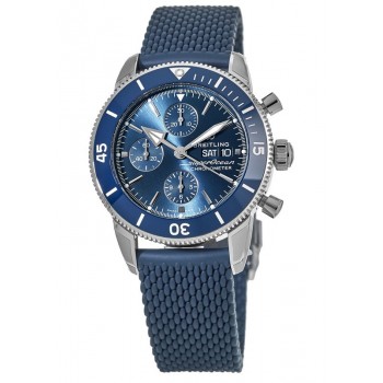 Réplique Montre Breitling Superocean Heritage II Chronographe 44 pour homme avec bracelet en caoutchouc et céramique bleue A13313161C1S1