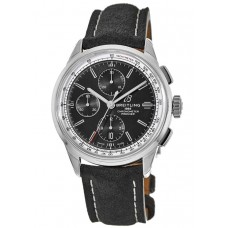 Réplique Montre Breitling Premier Chronograph 42 avec cadran noir et bracelet en cuir nubuck noir pour homme A13315351B1X1