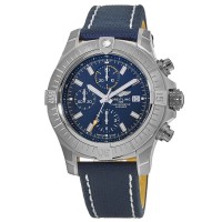 Réplique Montre Breitling Avenger Chronograph 45 automatique avec cadran bleu et bracelet en cuir pour homme A13317101C1X1