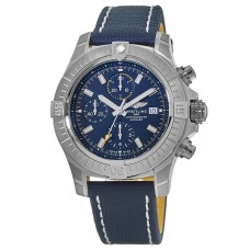 Réplique Montre Breitling Avenger Chronograph 45 automatique avec cadran bleu et bracelet en cuir pour homme A13317101C1X1