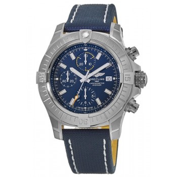 Réplique Montre Breitling Avenger Chronograph 45 automatique avec cadran bleu et bracelet en cuir pour homme A13317101C1X1