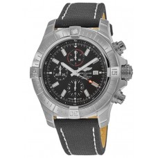 Réplique Montre Breitling Avenger Super Avenger Chronograph 48 avec déploiement de cadran noir et bracelet en cuir pour homme A13375101B1X2