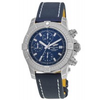 Réplique Montre Breitling Avenger Chronograph 43 avec cadran bleu et bracelet en cuir bleu pour homme A13385101C1X2