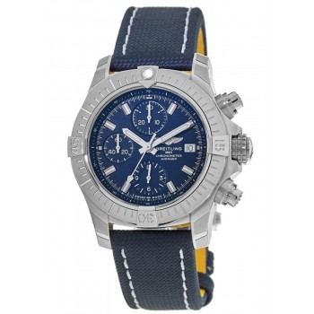 Réplique Montre Breitling Avenger Chronograph 43 avec cadran bleu et bracelet en cuir bleu pour homme A13385101C1X2