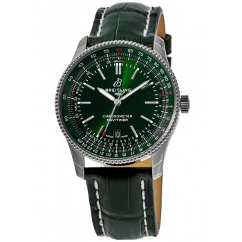 Réplique Montre Breitling Navitimer Automatic 41 avec cadran vert et bracelet en cuir pour homme A17326361L1P1