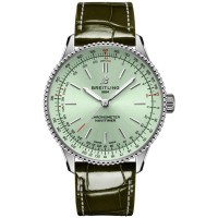 Réplique Montre Breitling Navitimer Automatic 36 avec cadran vert et bracelet en cuir pour femme A17327361L1P1