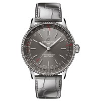 Réplique Montre Breitling Navitimer Automatic 36 avec cadran gris et bracelet en cuir pour femme A17327381B1P1