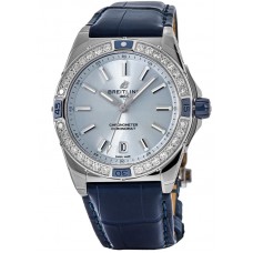 Réplique Montre Breitling Super Chronomat Automatique 38 Cadran Bleu Diamant Femme A17356531C1P1