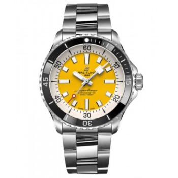 Réplique Montre Breitling Superocean Automatic 42 pour homme en acier avec cadran jaune A17375211I1A1