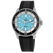 Réplique Montre Breitling Superocean Automatic 44 pour homme, cadran turquoise, bracelet en caoutchouc, A17376211L2S1