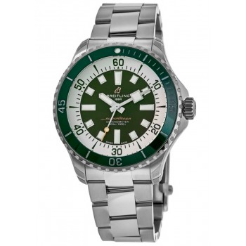 Réplique Montre Breitling Superocean Automatic 44 pour homme en acier avec cadran vert A17376A31L1A1