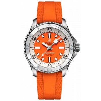 Réplique Montre Breitling Superocean Automatic 36 avec cadran orange et bracelet en caoutchouc pour femme A1737721101S1