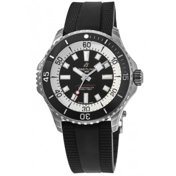 Réplique Montre Breitling Superocean Automatic 46 pour homme avec cadran noir et bracelet en caoutchouc A17378211B1S1