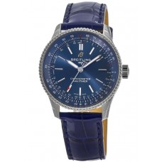 Réplique Montre Breitling Navitimer Automatic 35 avec cadran bleu et bracelet en cuir pour femme A17395161C1P2