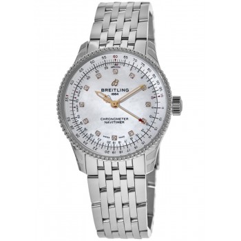 Réplique Montre pour femme Breitling Navitimer Automatic 35 avec cadran en nacre et diamant en acier inoxydable A17395211A1A1