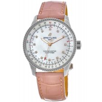 Réplique Montre pour femme Breitling Navitimer Automatic 35 avec cadran en nacre et bracelet en cuir A17395211A1P3