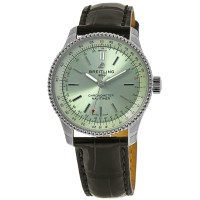 Réplique Montre Breitling Navitimer Automatic 35 avec cadran vert et bracelet en cuir pour femme A17395361L1P1