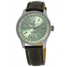 Réplique Montre Breitling Navitimer Automatic 35 avec cadran vert et bracelet en cuir pour femme A17395361L1P1