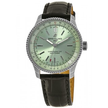 Réplique Montre Breitling Navitimer Automatic 35 avec cadran vert et bracelet en cuir pour femme A17395361L1P1