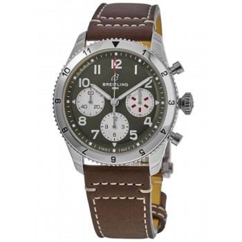 Réplique Montre Breitling Classic Avi Chronograph 42 Curtiss Warhawk avec cadran vert et bracelet en cuir pour homme A233802A1L1X1