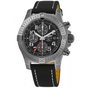 Réplique Montre Breitling Avenger Chronograph GMT 45 avec cadran noir et bracelet en cuir pour homme A24315101B1X1